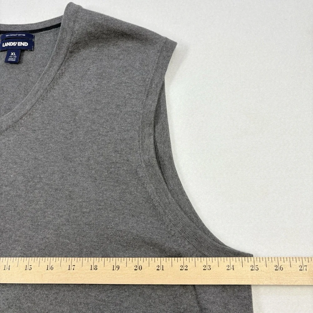 LL Bean Men's Sweater Vest Adult‎ Extra Large XL Gray Knit Sweater Cotton V Neck